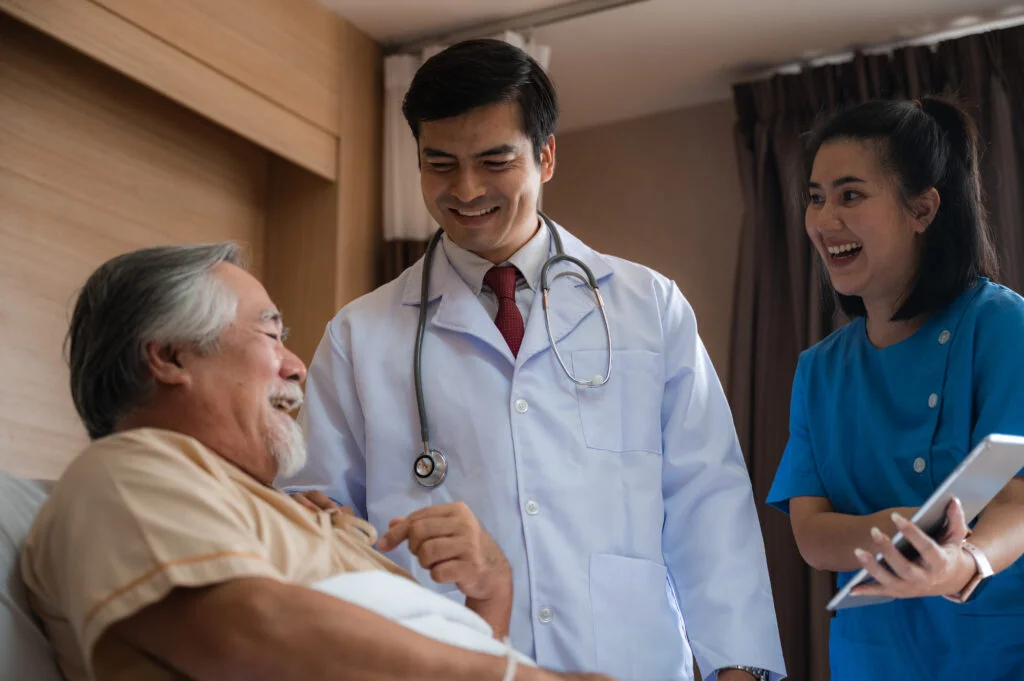 health insurance concept, Elderly patients at hospital for medical checking by professional doctor